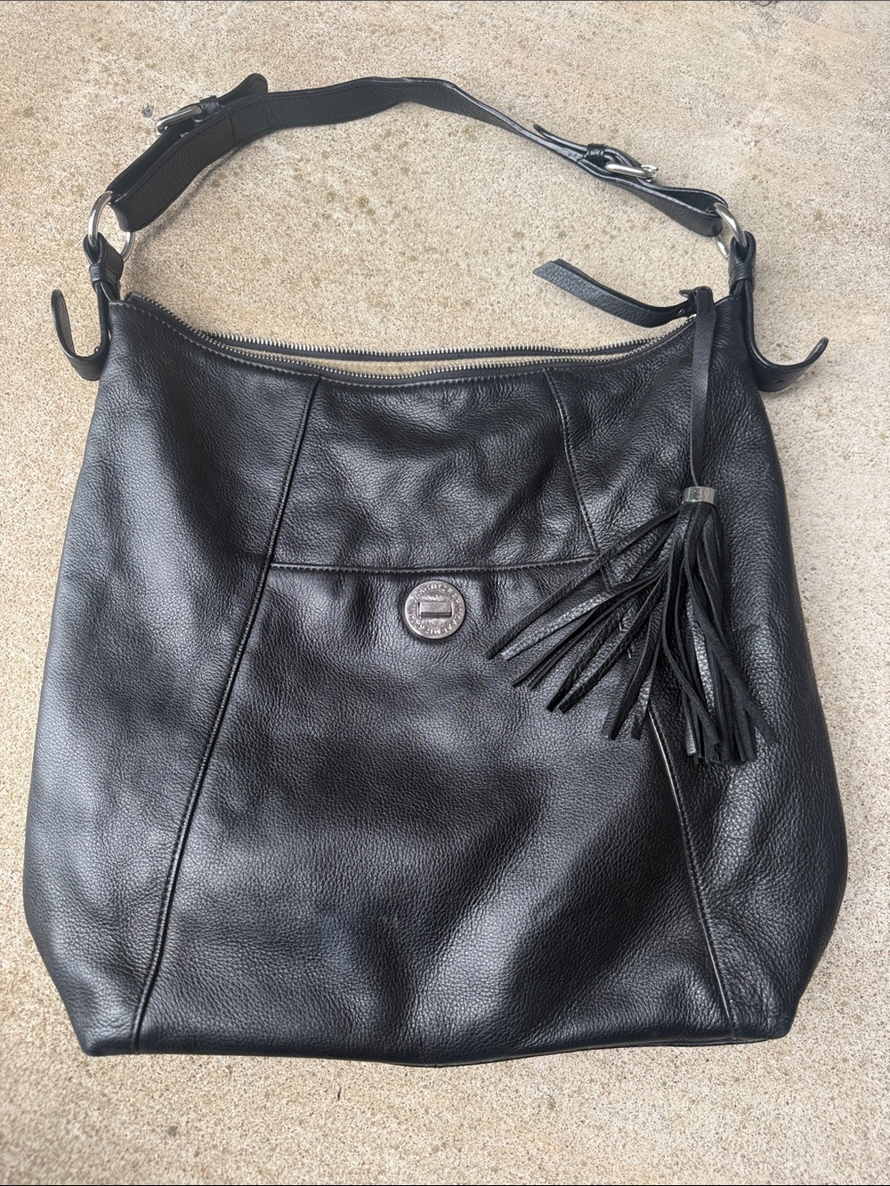 Isaac Mizrahi Leather hobo Shoulder Bag with Tassel